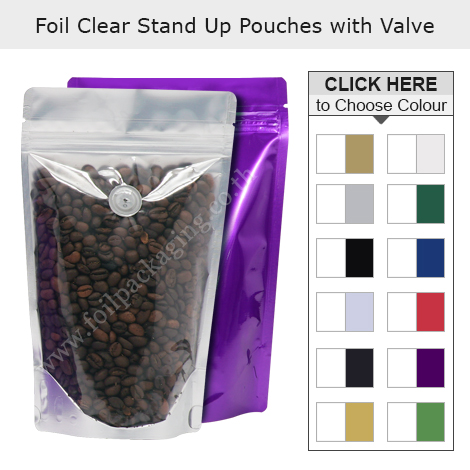 Foil Clear Stand Up Pouches With Valve