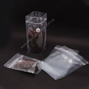 Clear Stand Up Pouch with Zipper & Valve for Coffee Packaging